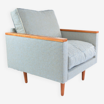 Blue houndstooth square armchairs