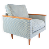 Blue houndstooth square armchairs