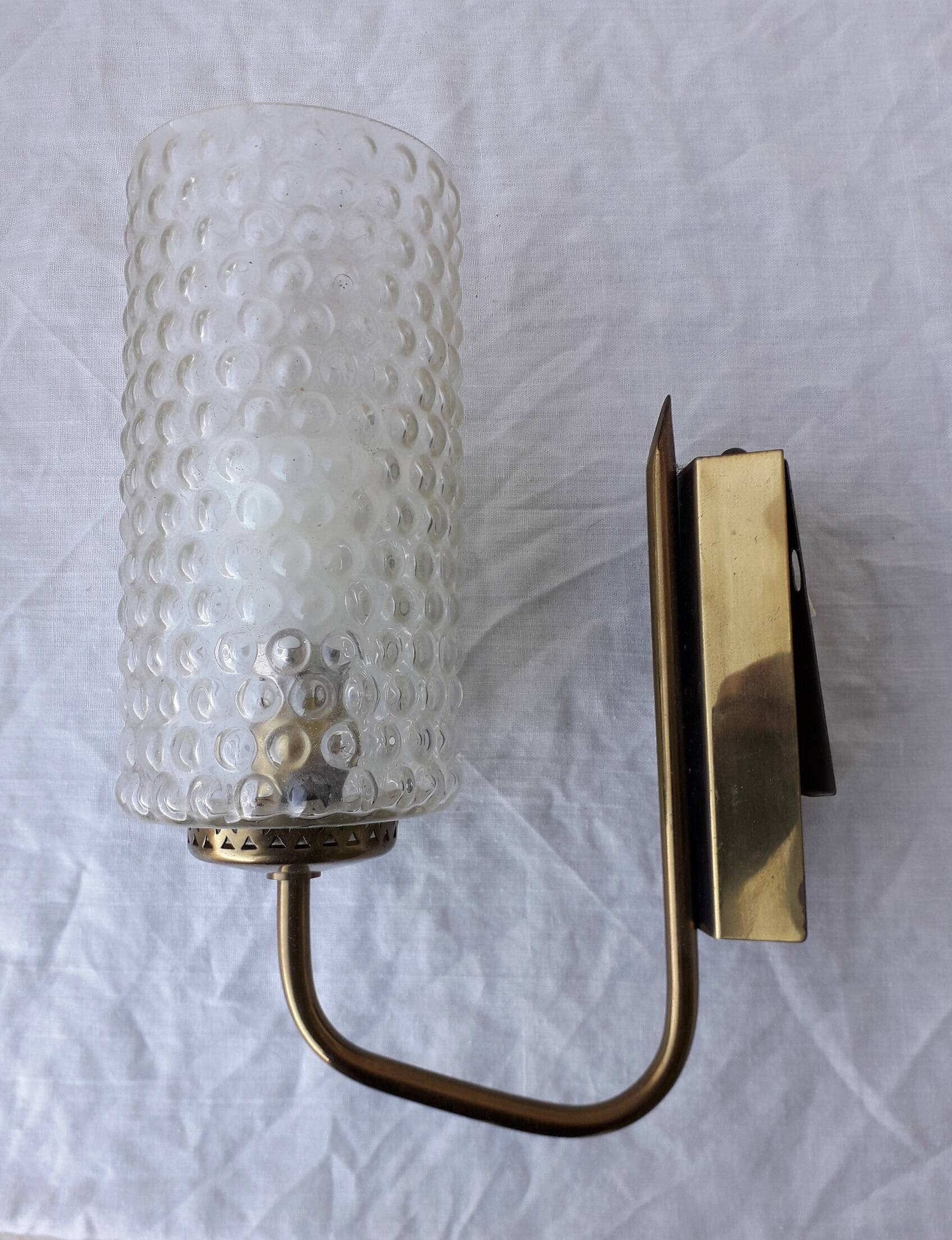 Brass and bubble glass wall light