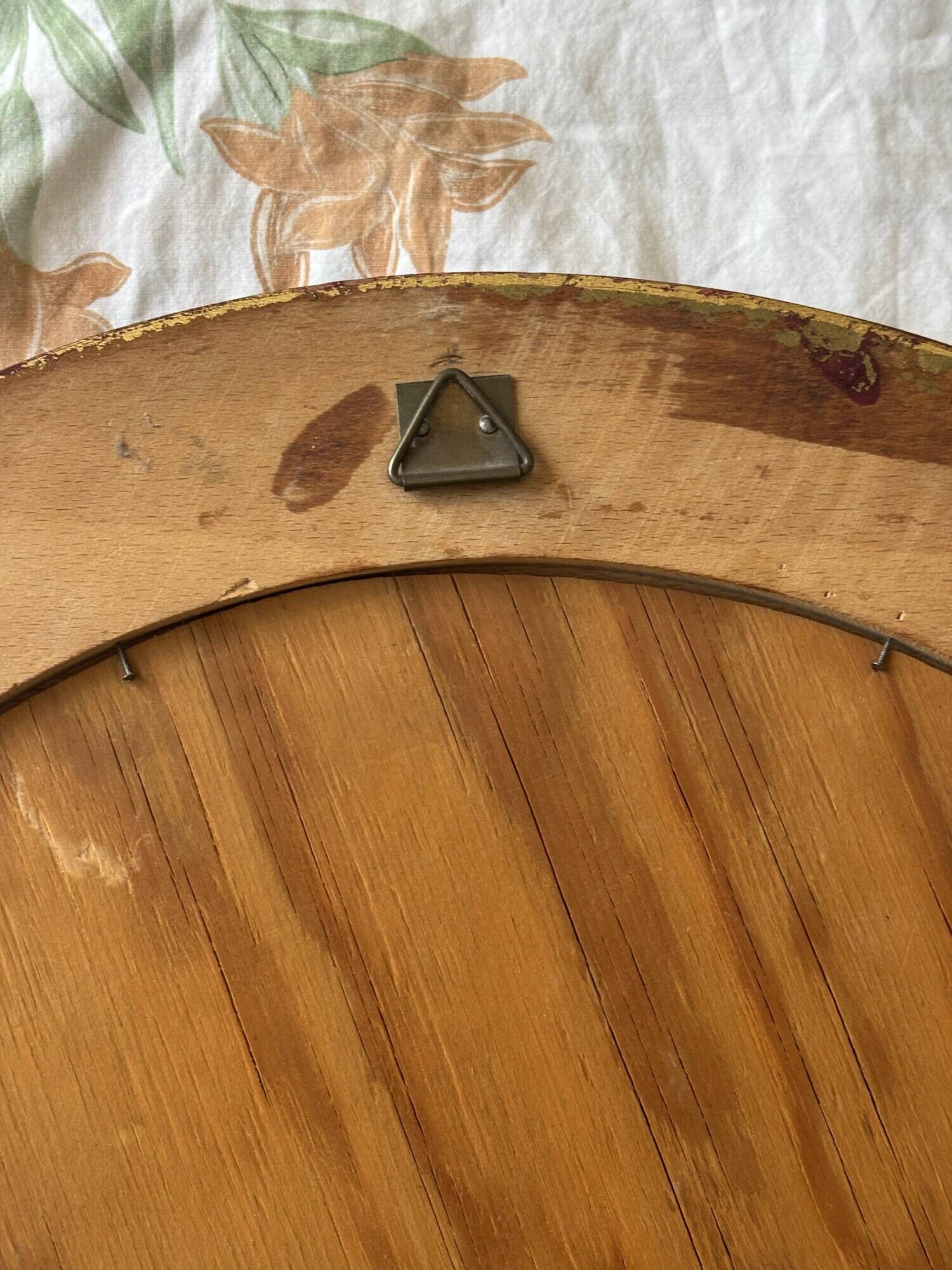 Vintage 1970s sun mirror witch's eye wood and gold - 42 cm