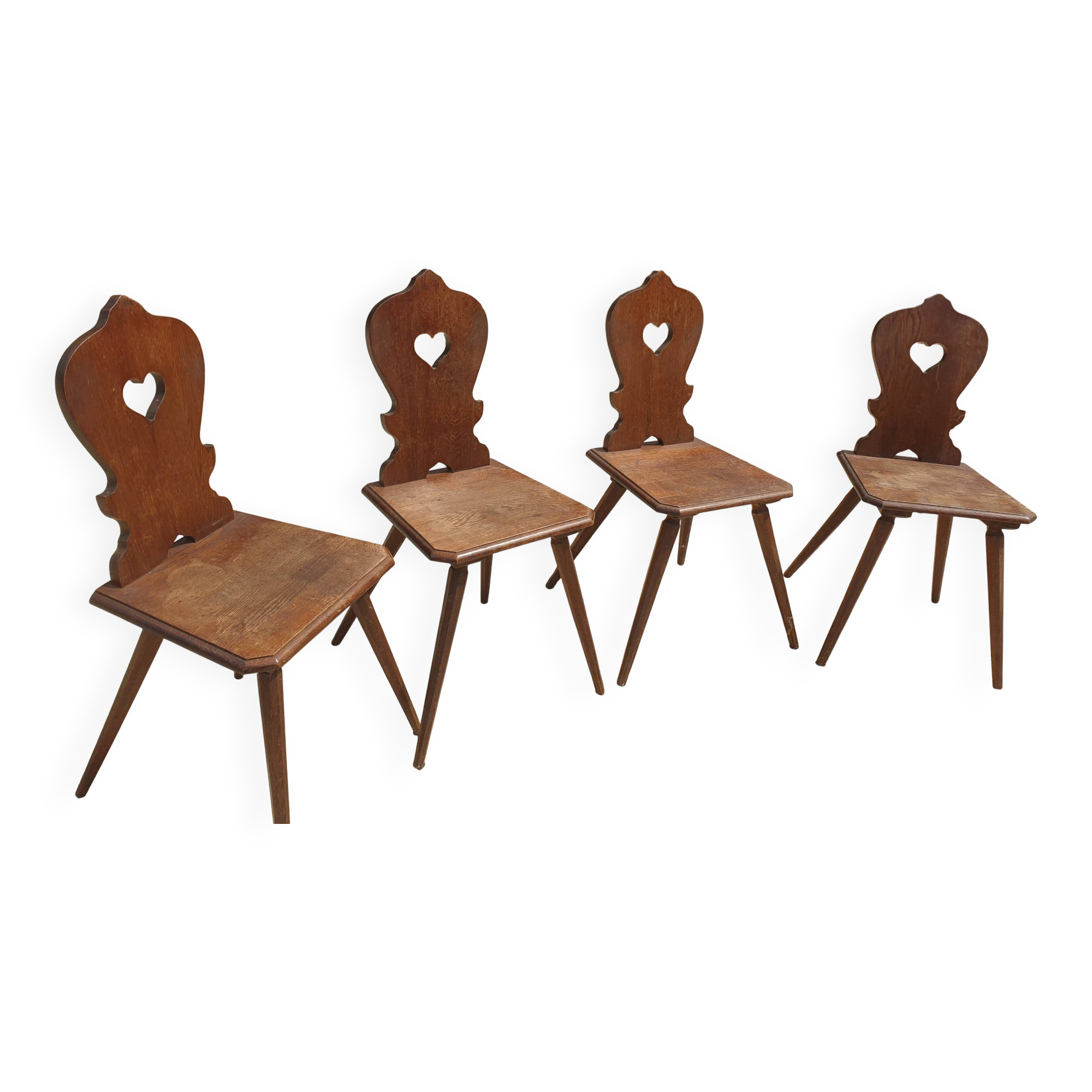 Set of 4 solid oak chairs "Alsatian style" - 20th century