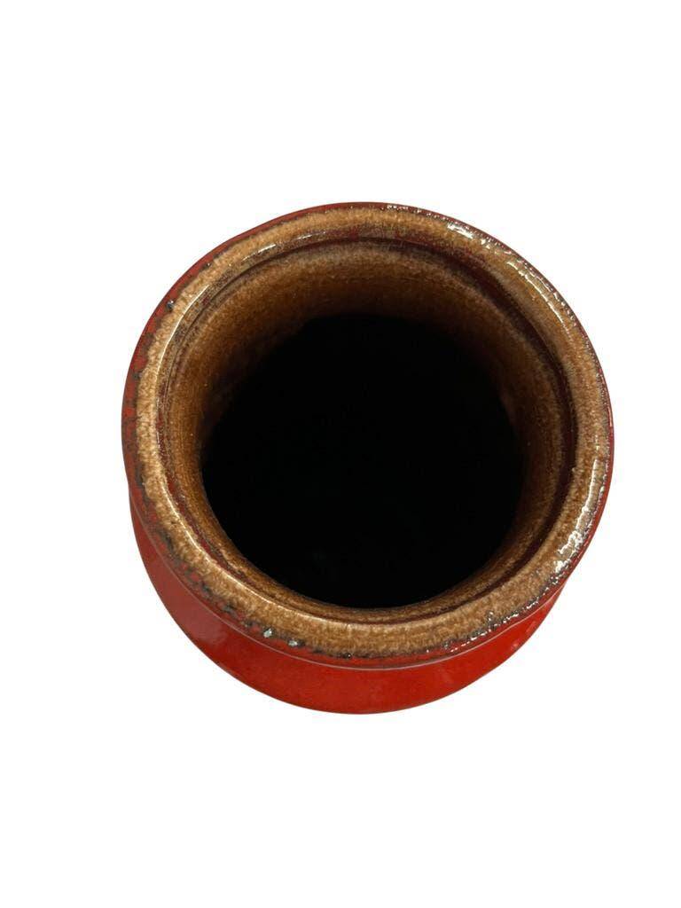Vintage geometric red ceramic vase Scheurich WG