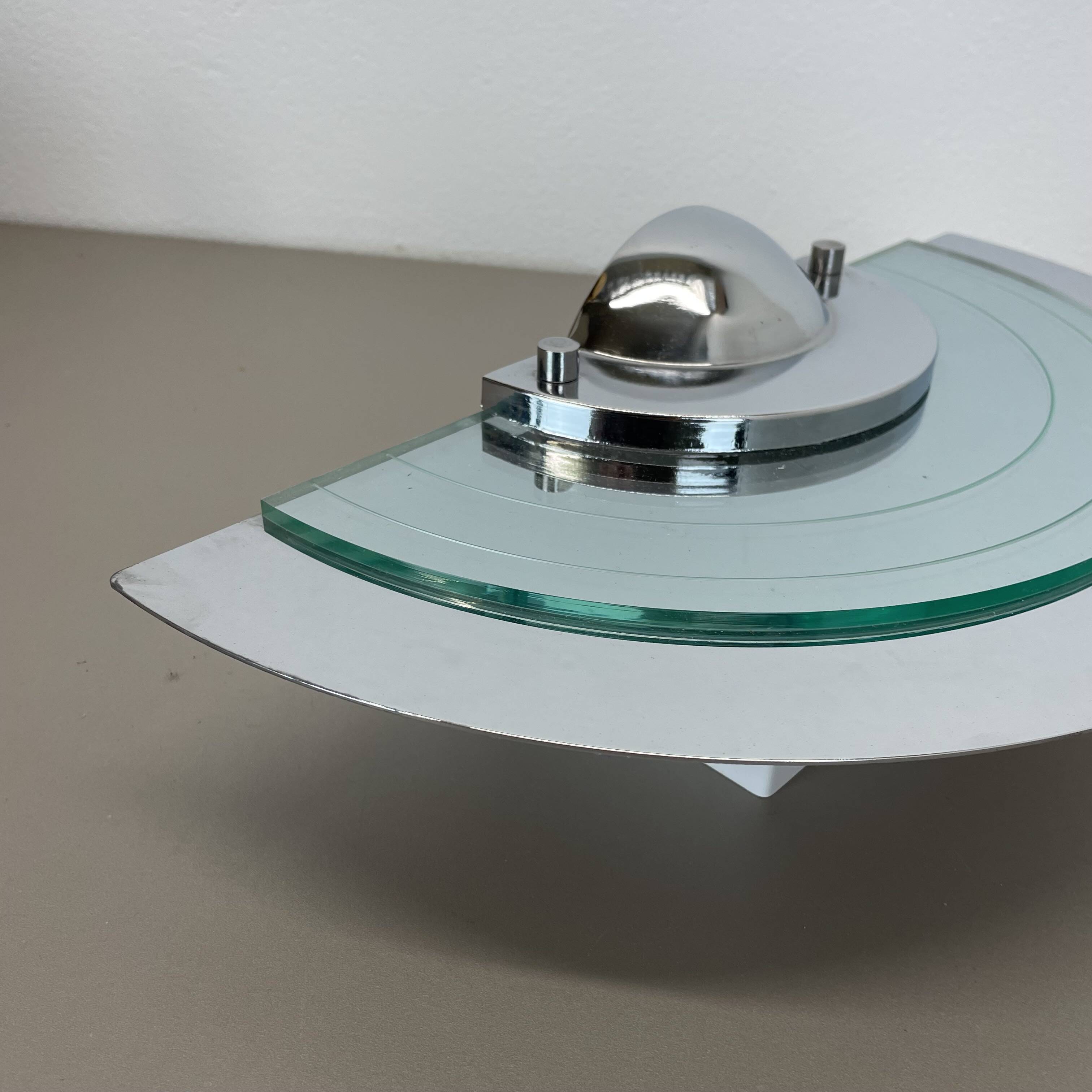 mirror glass post modern wall light by Hustadt Leuchten, 1980s