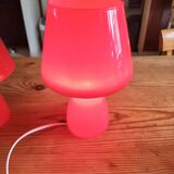 Paire de Lampes Vintage en Opaline Rouge