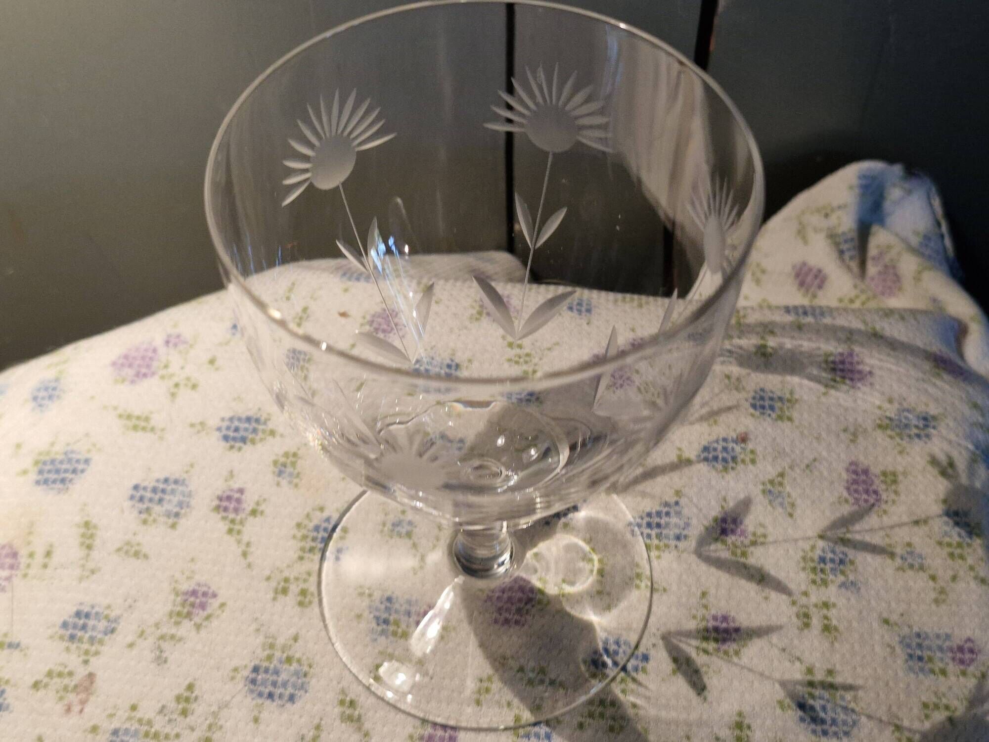 Villeroy and Bosch - 3 Large Antique Glasses - Cut Crystal with Flower Decor