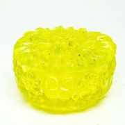 Art Deco bonbonniere, pressed uranium glass, Czechoslovakia, 1950s