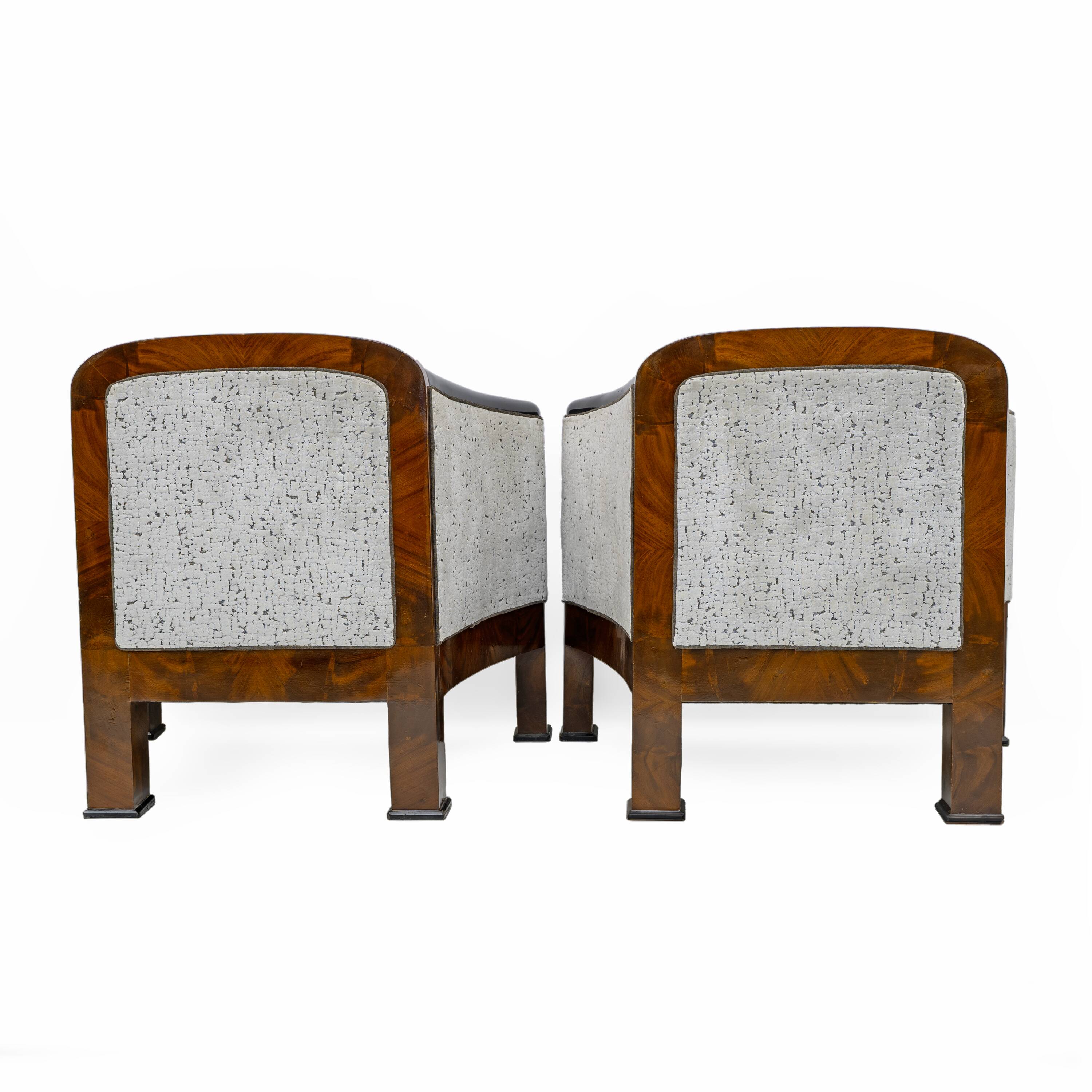 19th Century Biedermeier Mahogany Feather Two Armchairs and Sofa, Vienna