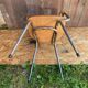 Antique Chrome Metal Armchair + Crocodile Brown Leatherette Seat & Back #C5