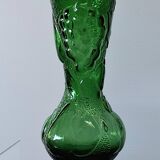 Vintage green glass vase with a fruit design in very good condition.