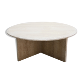 Table d'appoint vintage en travertin