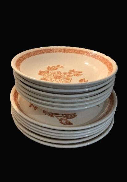 “Vintage” earthenware plates 6 flat & 6 deep