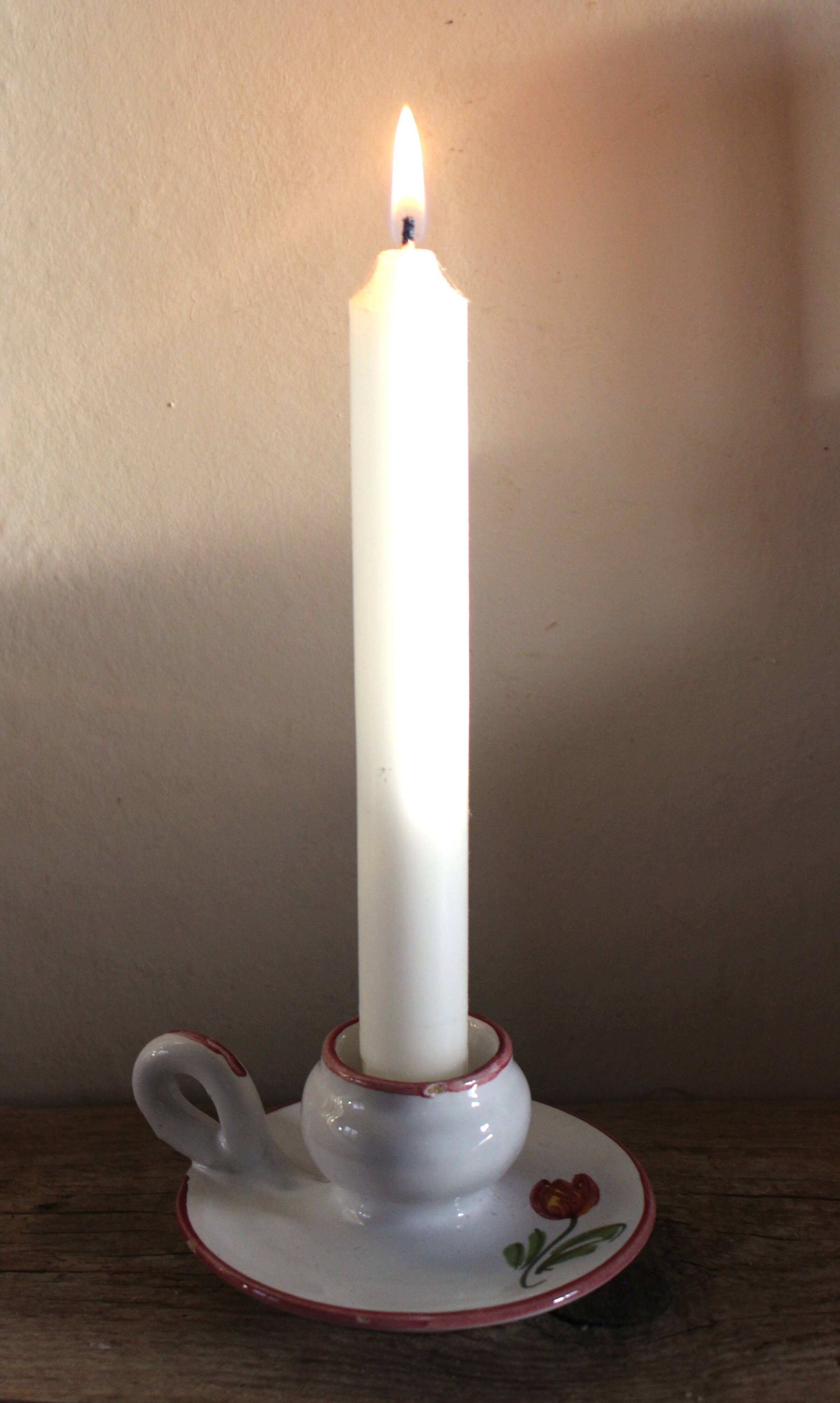 Vintage pink and green tulip ceramic candlestick rat.