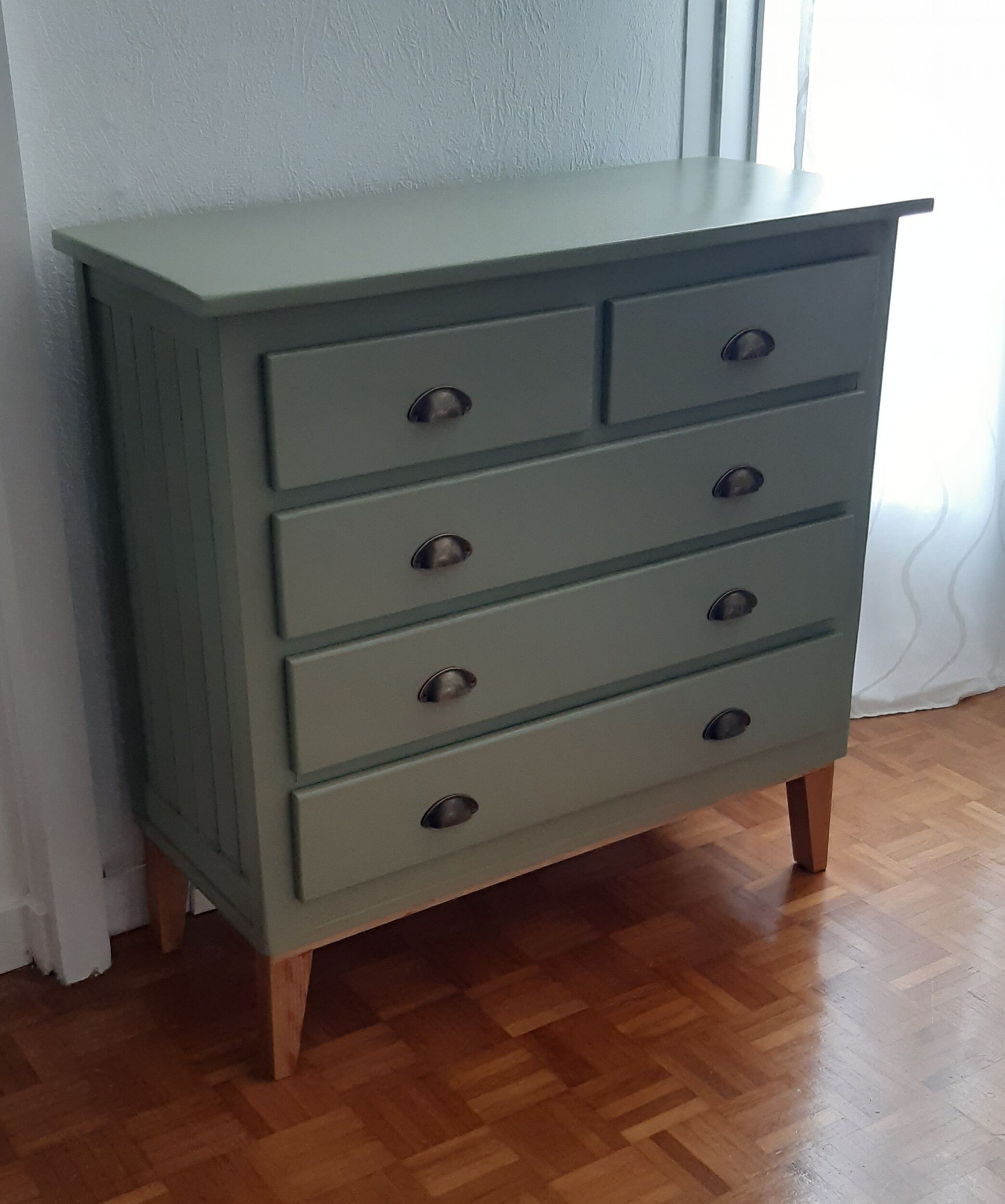Scandinavian forest green chest of drawers