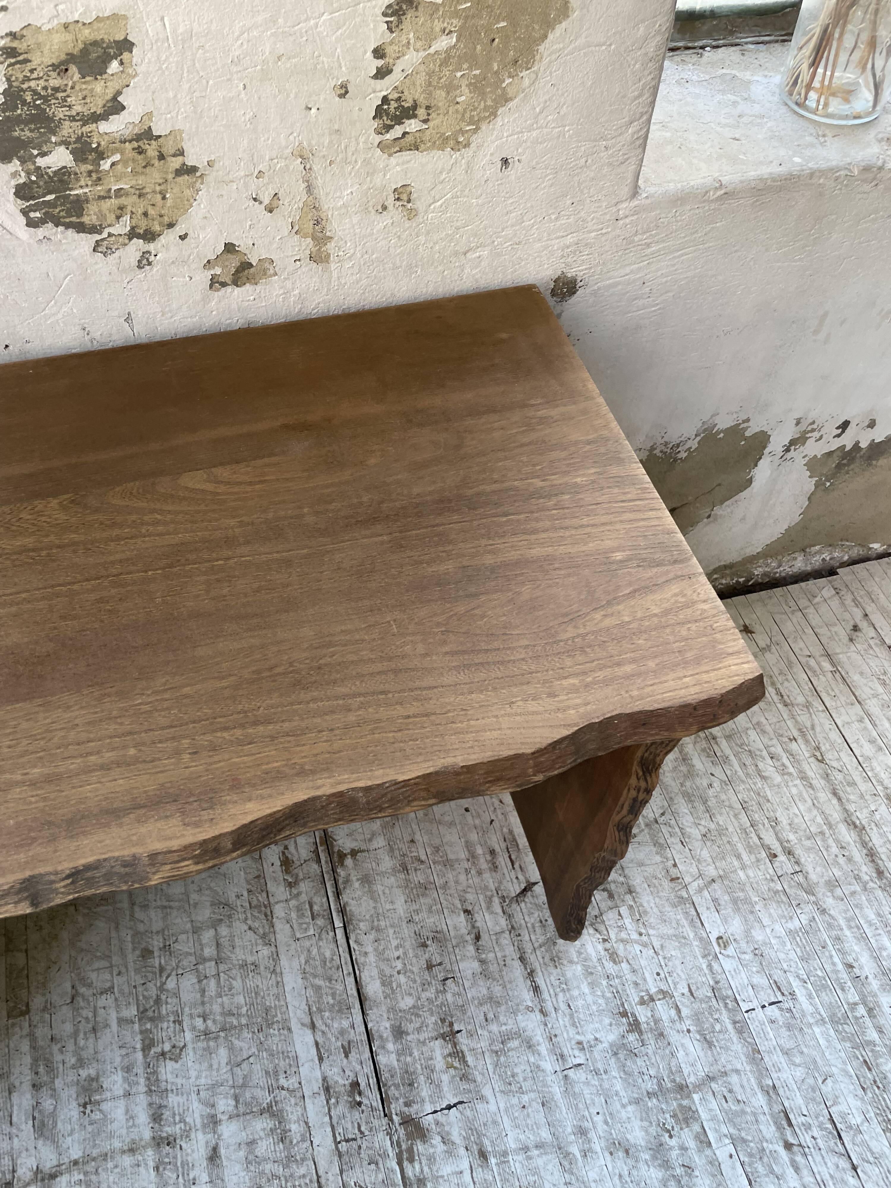 Brutalist desk in elm, signed Aranjou.