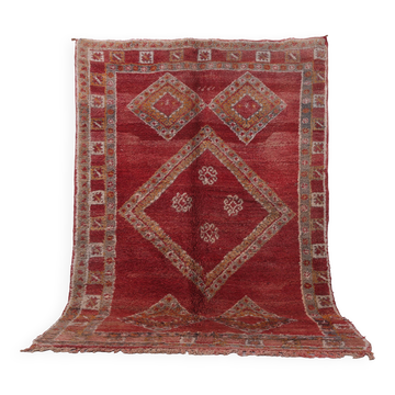 Tapis marocain vintage 192 x 295 cm, tapis en laine berbère, tapis bohème fait main