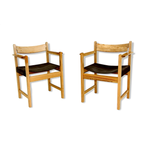 Set de 2 fauteuils en pin et en
