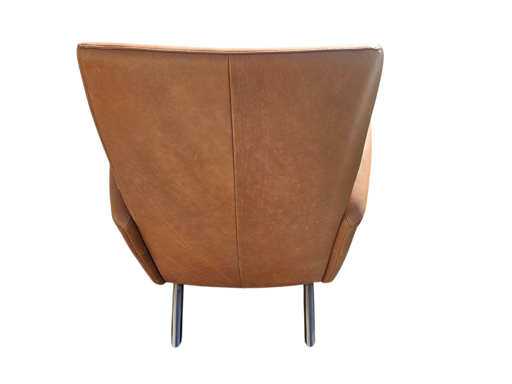 Armchair + matching ottoman – leather – 2000