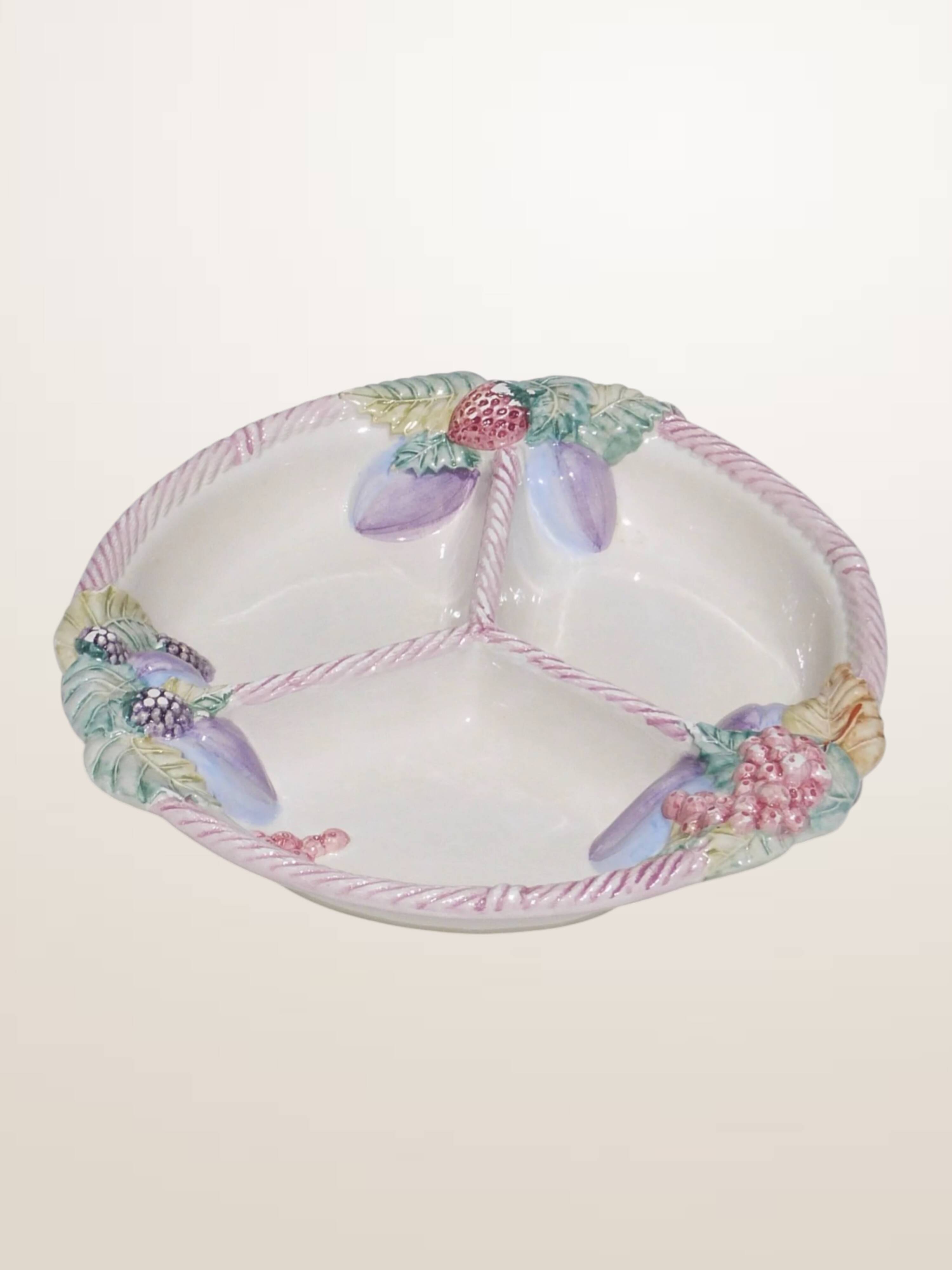 Glazed ceramic compartment dish