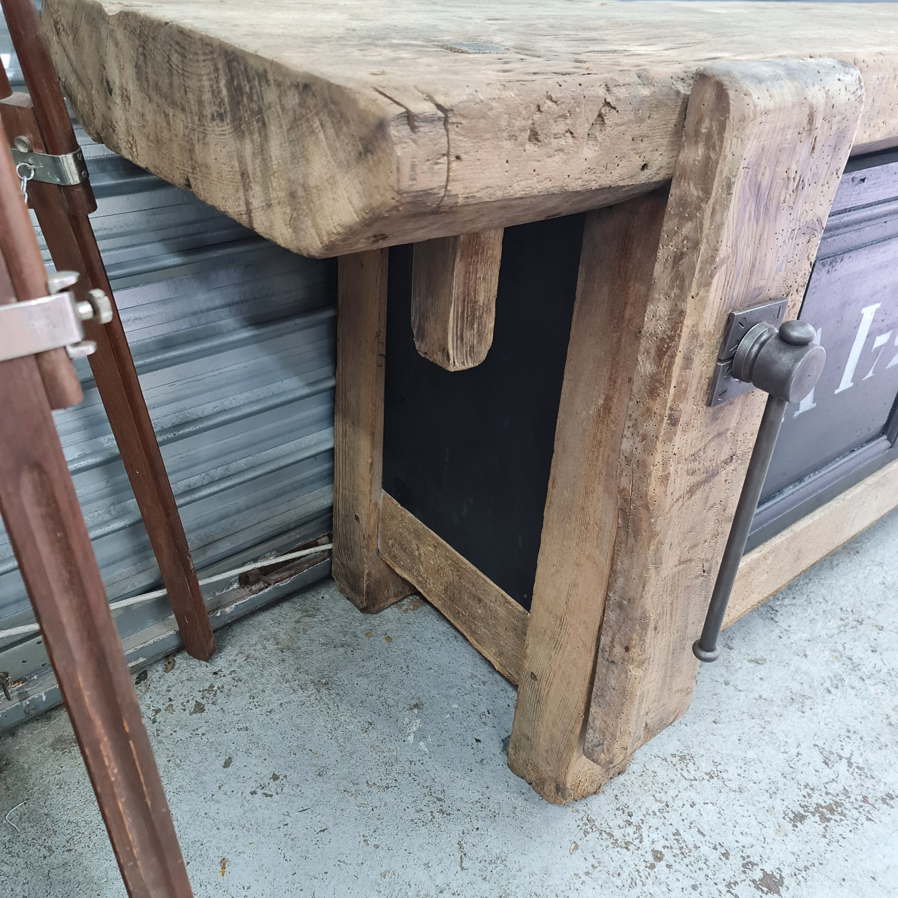 Old oak carpenter's workbench industrial furniture
