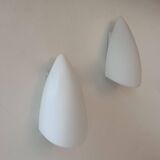 Pair of vintage white opaline wall lights, France 1970s