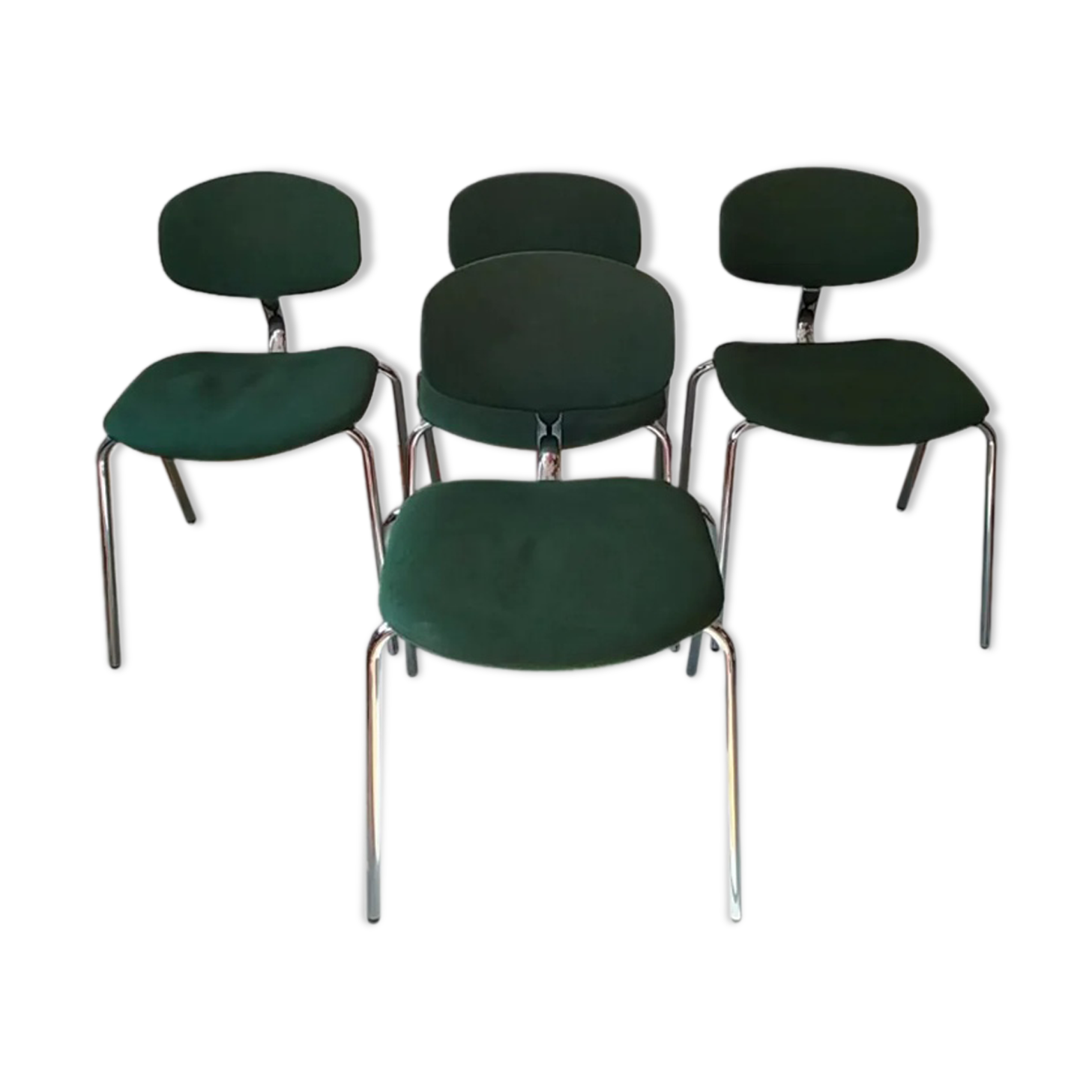 4 chairs made of green steelcase strafor fabric