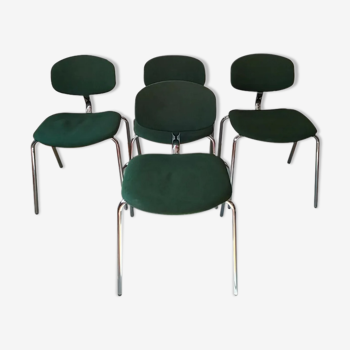 Set de 4 chaises en tissu Strafor steelcase vert