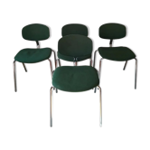 Set de 4 chaises en tissu Strafor steelcase vert