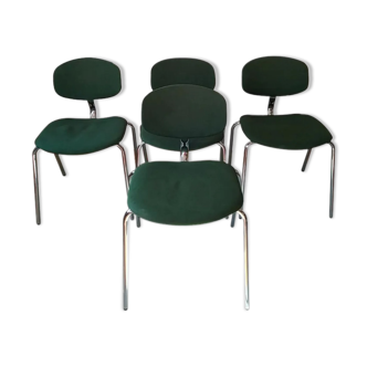 4 chairs made of green steelcase strafor fabric