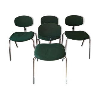 Set de 4 chaises en tissu Strafor steelcase vert