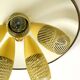 Very rare 5-arm mid-century modern metal bag ceiling lamp with round white