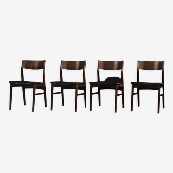 Vintage Mid-Century Scandinavian Modern Dining Chairs in Beech and Rosewood, 1960s, Set of 4