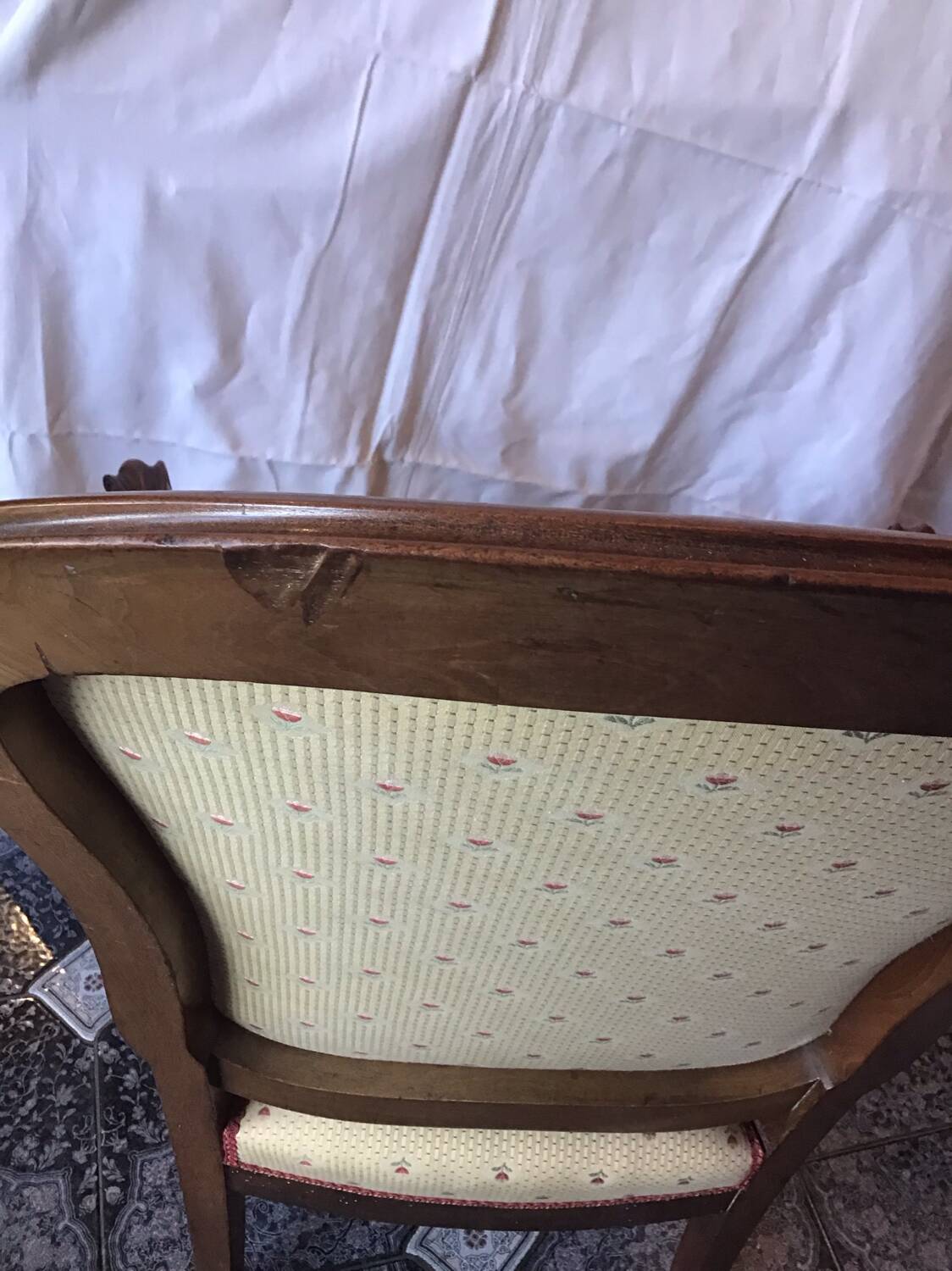 19th century Louis Philippe style armchair with purple backrest