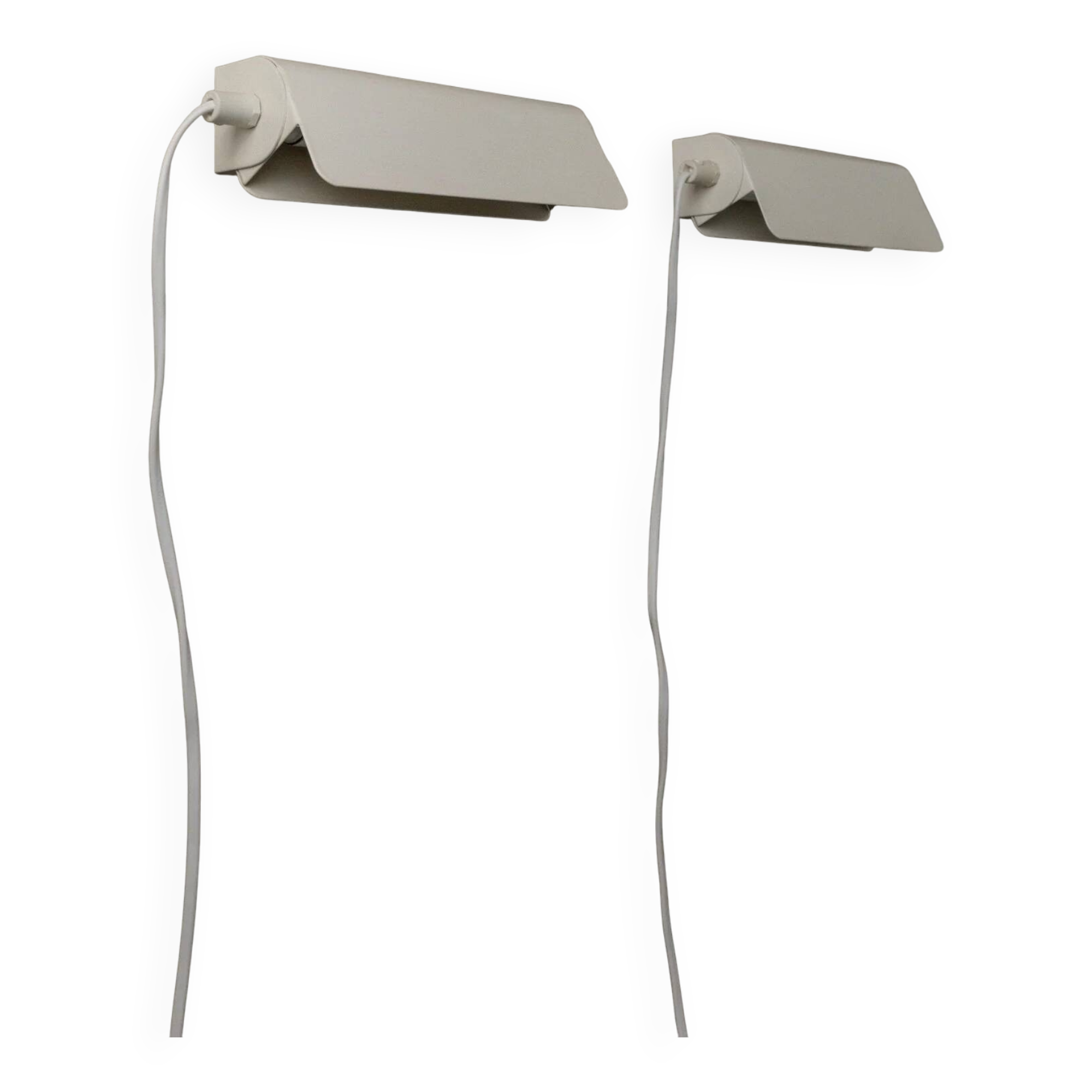 Deux appliques murales en métal blanc Fister par Design Light Danemark (années 1980) – Lampes de lecture minimalistes pivotantes