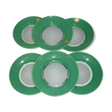 Set of 6 Duralex green hollow plates