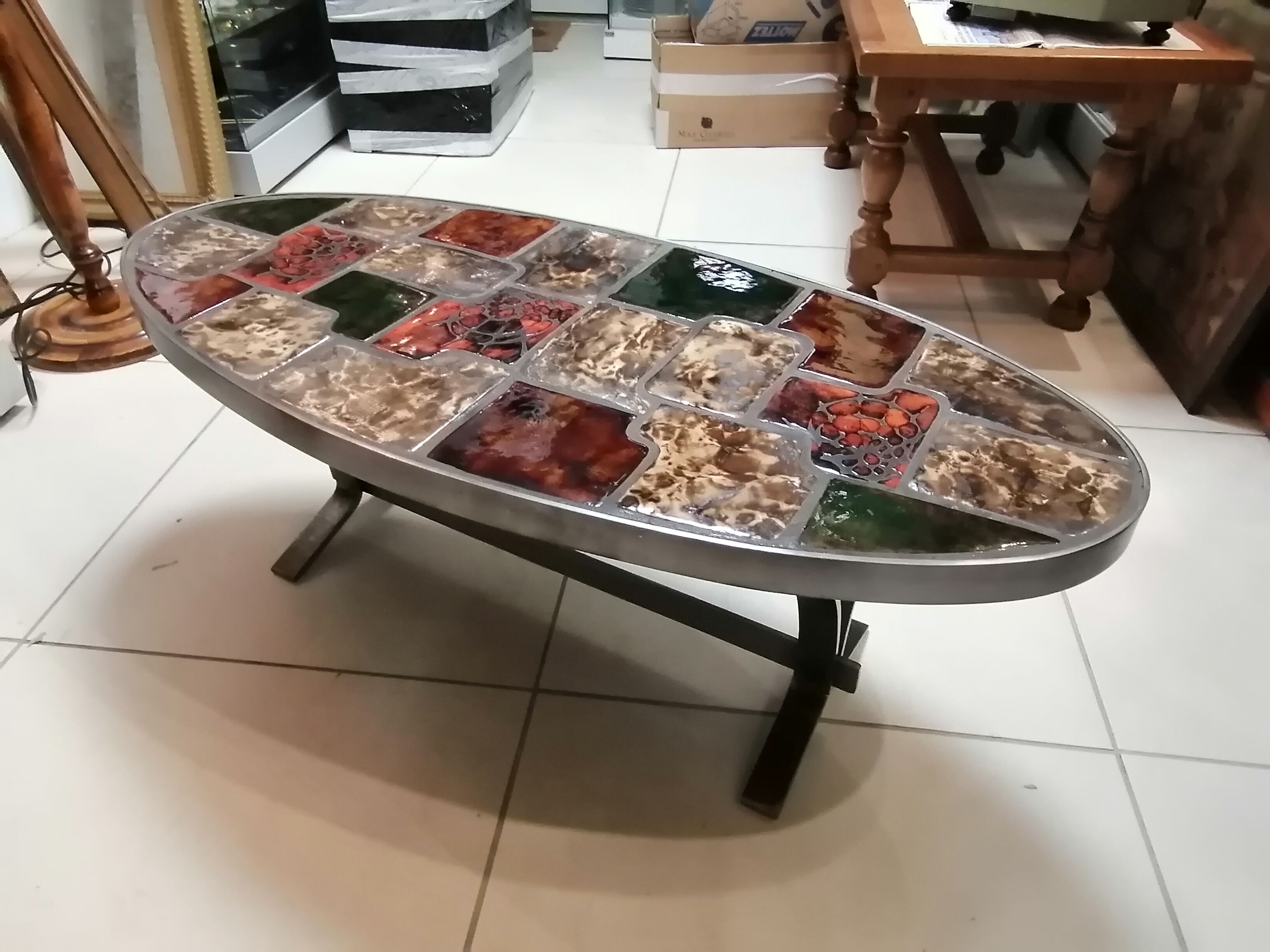 Vintage ceramic steel coffee table