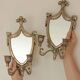 Pair of Vintage Double Arm Italian Brass Sconces with Mirror