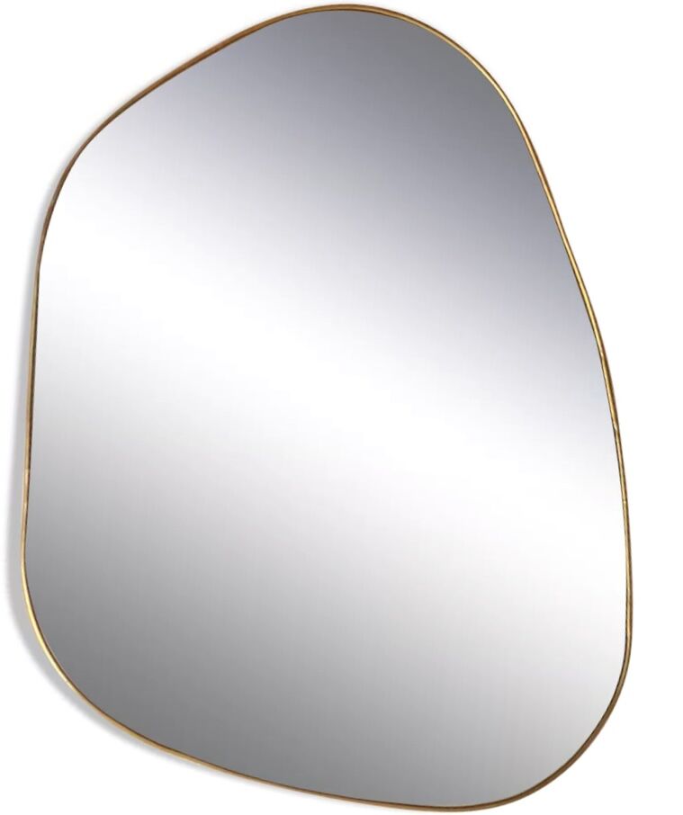 Organic organic organic amber trapeze mirror minimalist golden brass free form