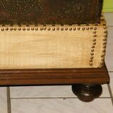 17th century studded leather travel trunk, richly decorated