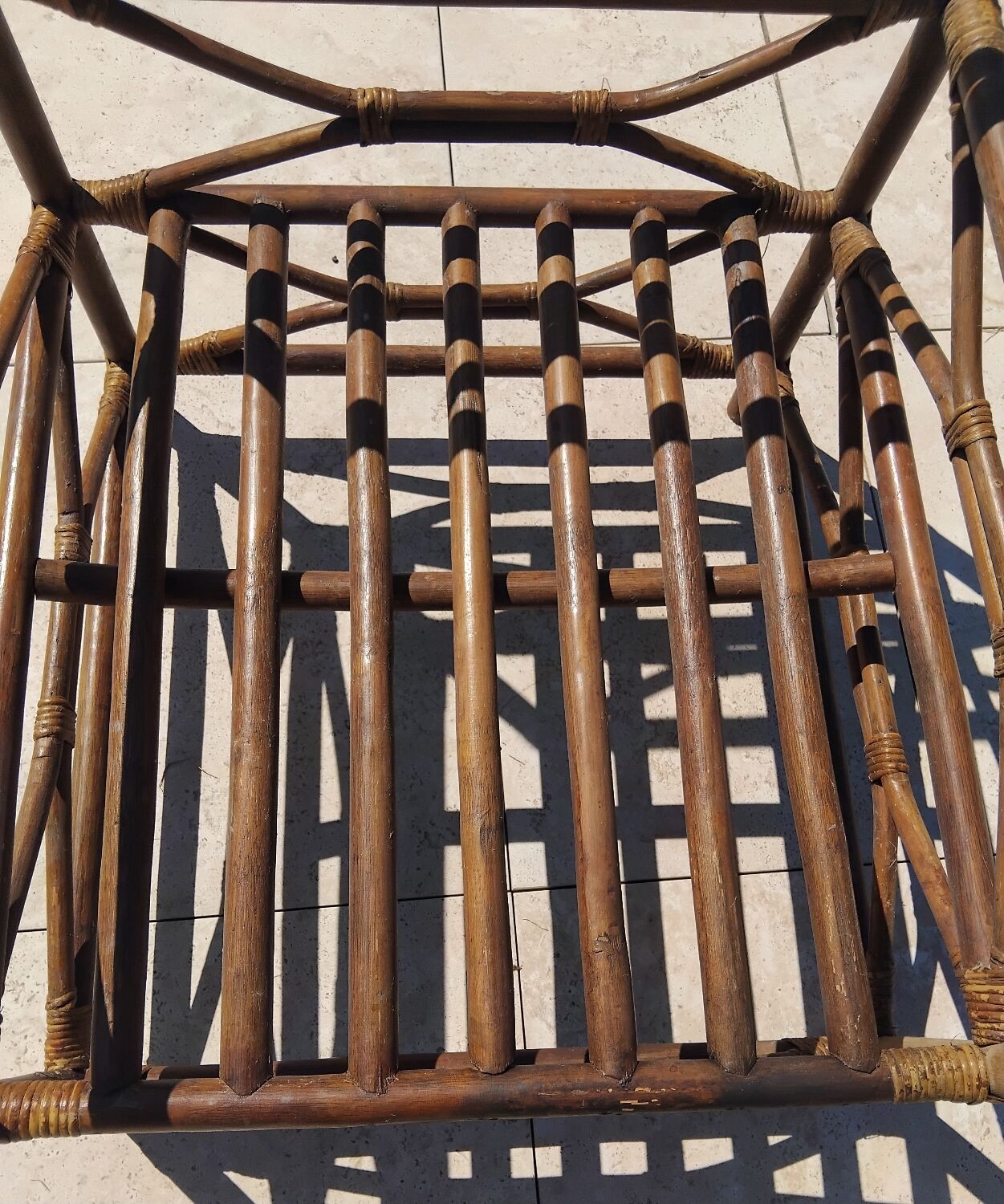 Vintage wooden garden furniture set with a bench and an armchair