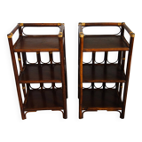 Set of 2 rattan side tables / bedside tables from the 60s