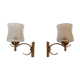 Pair of wall lamps in gilded brass 1960