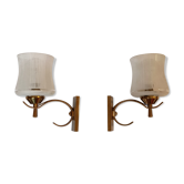 Pair of wall lamps in gilded brass 1960