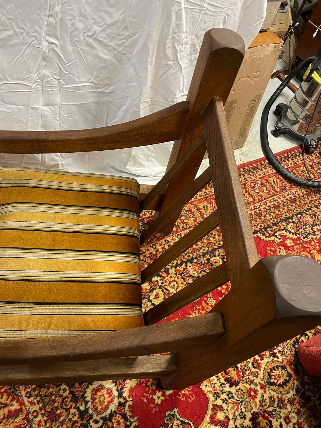 Brutalist design armchair in old oak