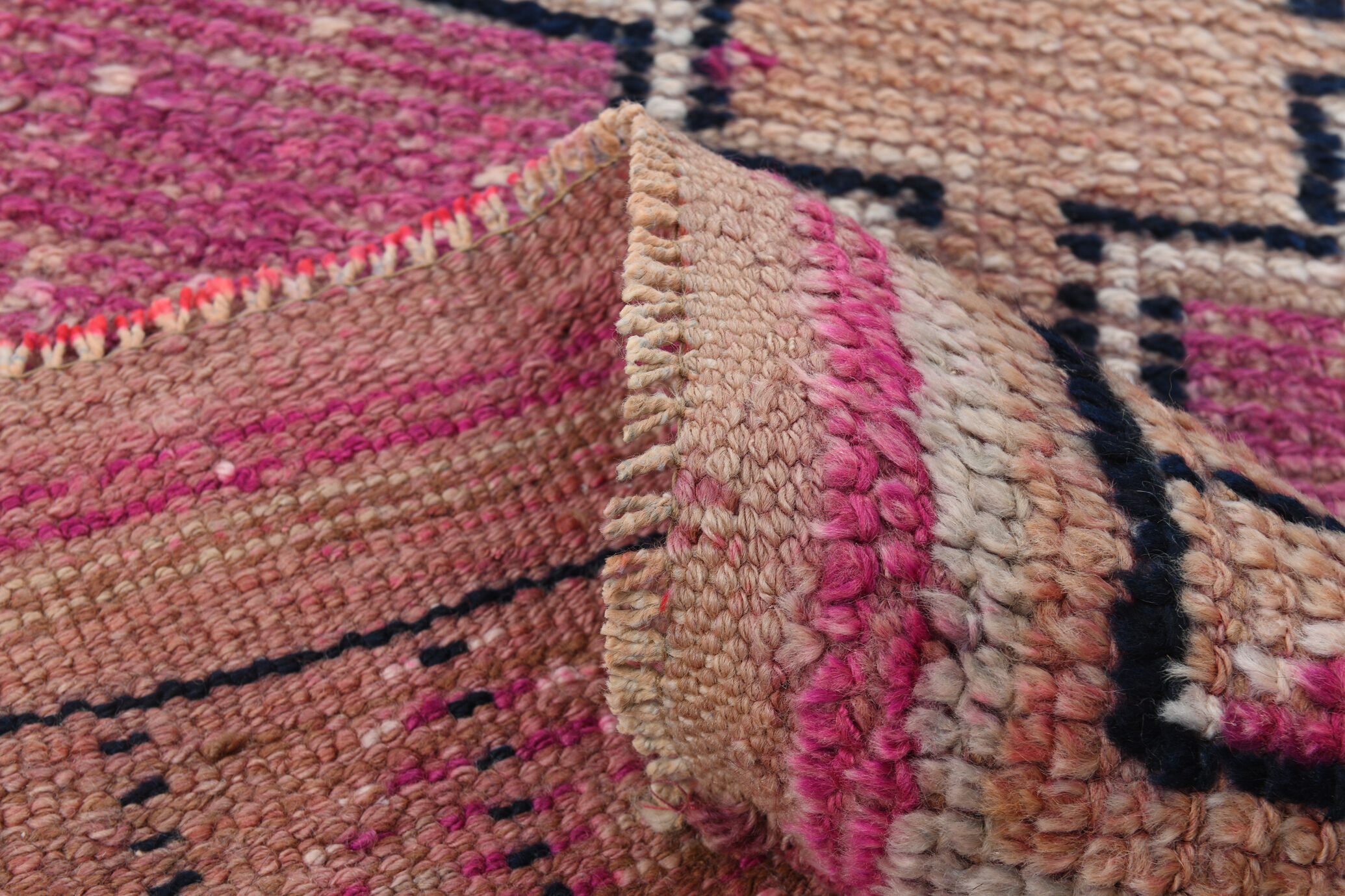 3x10 pastel pink & blue vintage rug