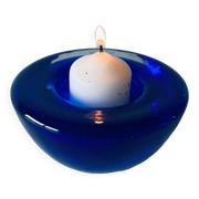 Bougeoir en verre bleu Kosta Boba