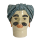 Blue turban head vase