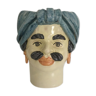 Vase tête turban bleu homme