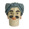 Vase tête turban bleu homme