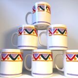 Set of 6 mugs vintage Mobil 80s