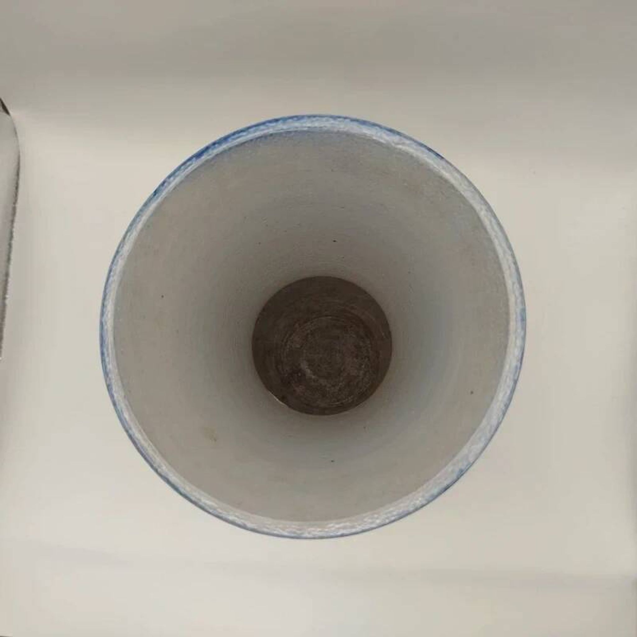 Vase grès d’Alsace Betschdorf bleu décor floral fait main vintage